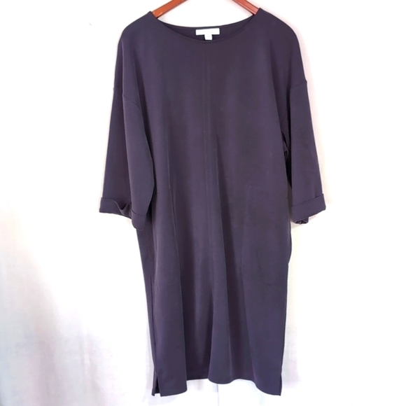 Pure Jill Charcoal Grey Sandwashed Shirt Dress Size Medium - Picture 1 of 6